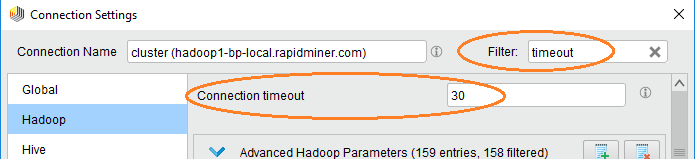 Tip: Use the **Filter** textbox at the top of the window to locate the parameters easier.